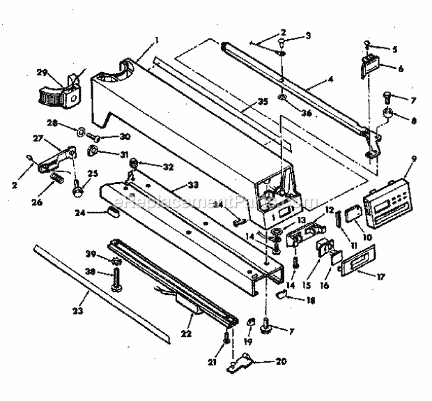 Arm Assembly Diagram and Parts List for  Craftsman Chop Saw