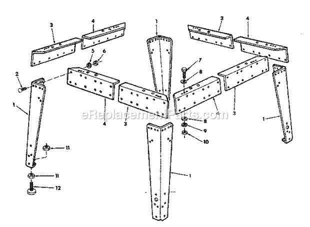 Leg Set Diagram and Parts List for  Craftsman Chop Saw