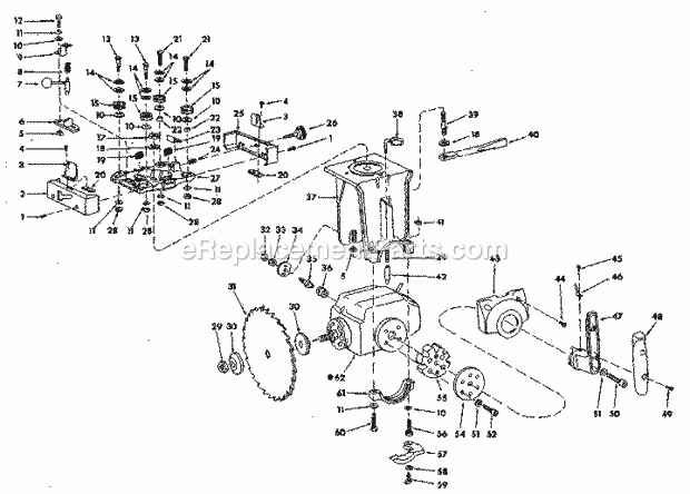 Yoke Assembly Diagram and Parts List for  Craftsman Chop Saw