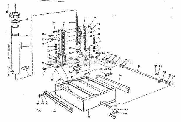 Base Assembly Diagram and Parts List for  Craftsman Chop Saw