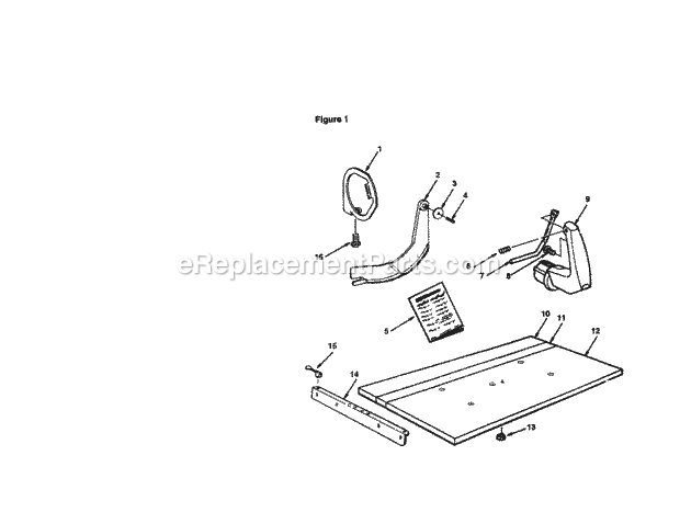 Guard Kit / Table Diagram and Parts List for  Craftsman Chop Saw