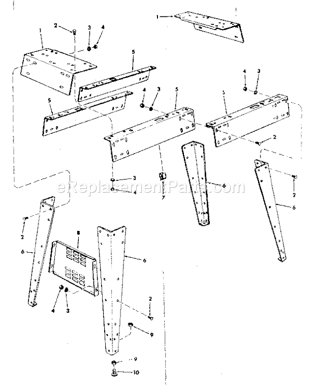 Leg Set Diagram and Parts List for  Craftsman Planer Jointer