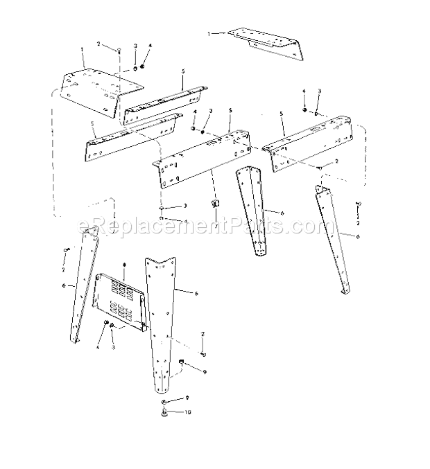 Legs Diagram and Parts List for  Craftsman Planer Jointer