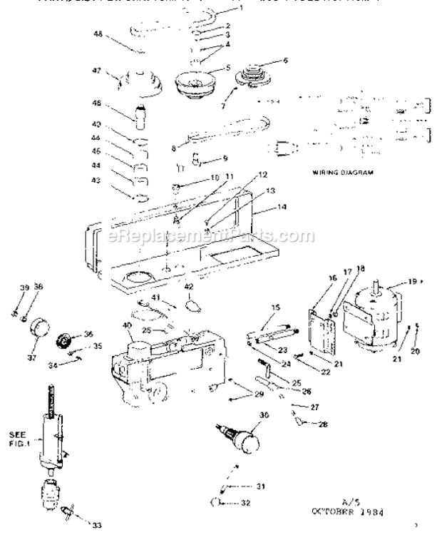 Page A Diagram and Parts List for  Craftsman Drill Press