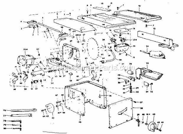 Unit Diagram and Parts List for  Craftsman Table Saw
