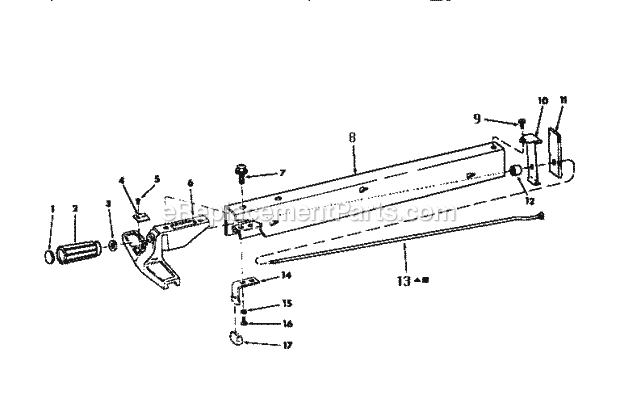 Fence Assembly Diagram and Parts List for  Craftsman Table Saw
