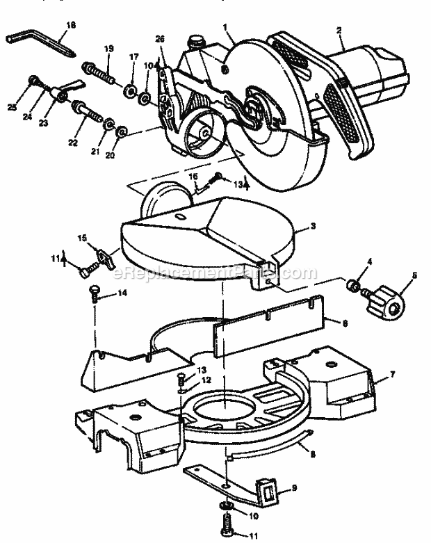 Page A Diagram and Parts List for  Craftsman Miter Saw