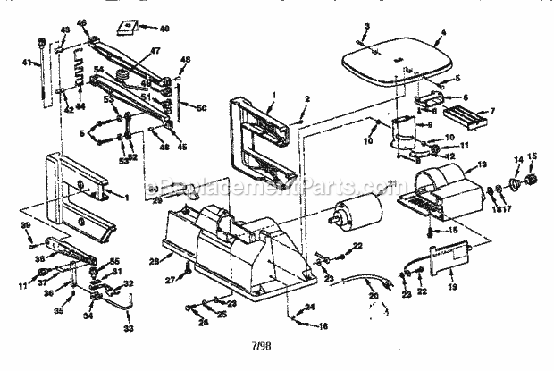 Unit Diagram and Parts List for  Craftsman Scroll Saw