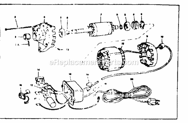Motor Diagram and Parts List for  Craftsman Table Saw