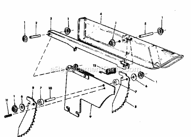 Guard Assembly Diagram and Parts List for  Craftsman Table Saw