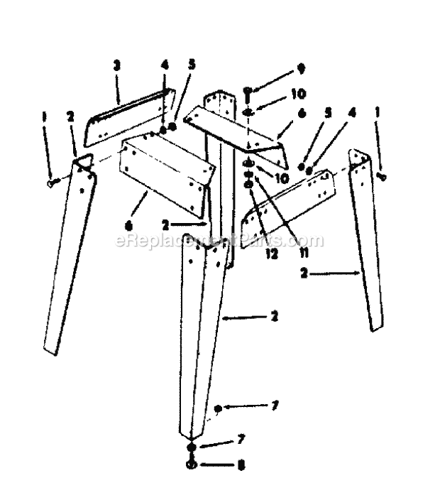 Legs Diagram and Parts List for  Craftsman Table Saw