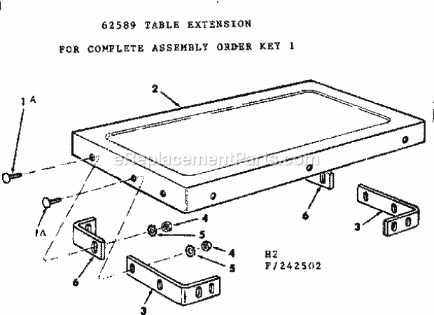 Table Extension Diagram and Parts List for  Craftsman Table Saw