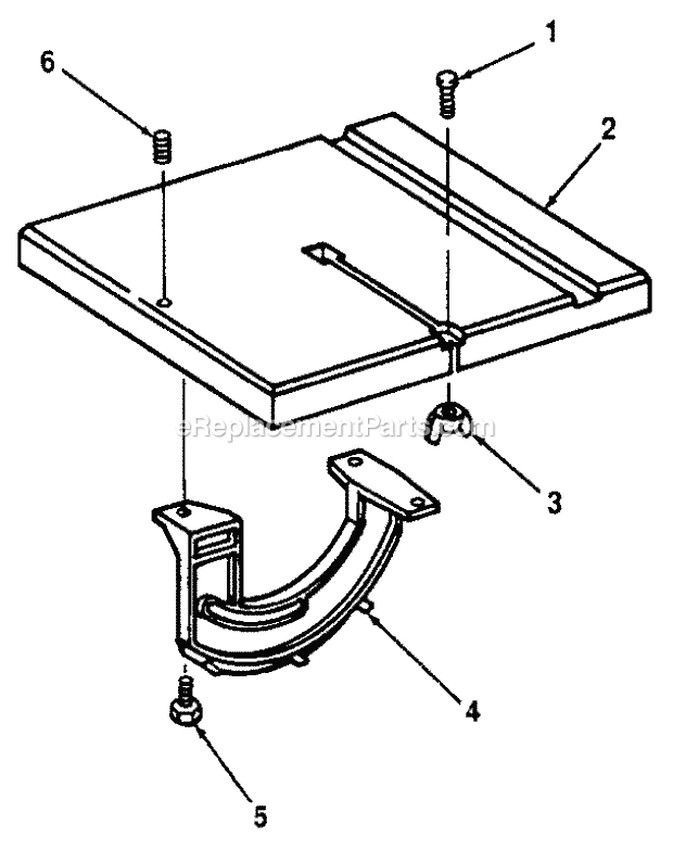 Table And Trunnion Diagram and Parts List for  Craftsman Band Saw