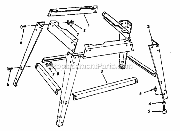 Leg Set Diagram and Parts List for  Craftsman Band Saw
