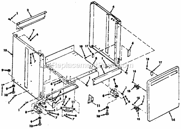 23" Cabinet Diagram and Parts List for  Craftsman Band Saw