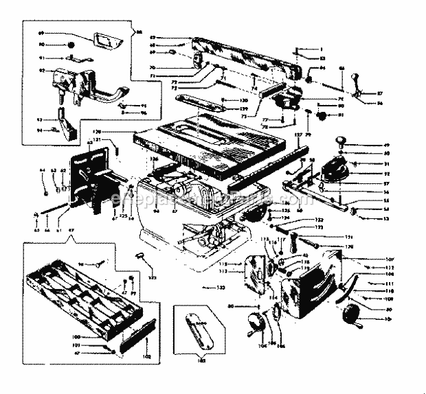 Unit Diagram and Parts List for  Craftsman Table Saw