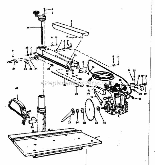 Unit Diagram and Parts List for  Craftsman Chop Saw