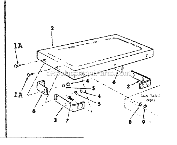 Table Extension Supplied Diagram and Parts List for  Craftsman Table Saw