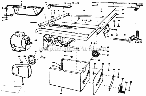 Unit Housing Diagram and Parts List for  Craftsman Table Saw