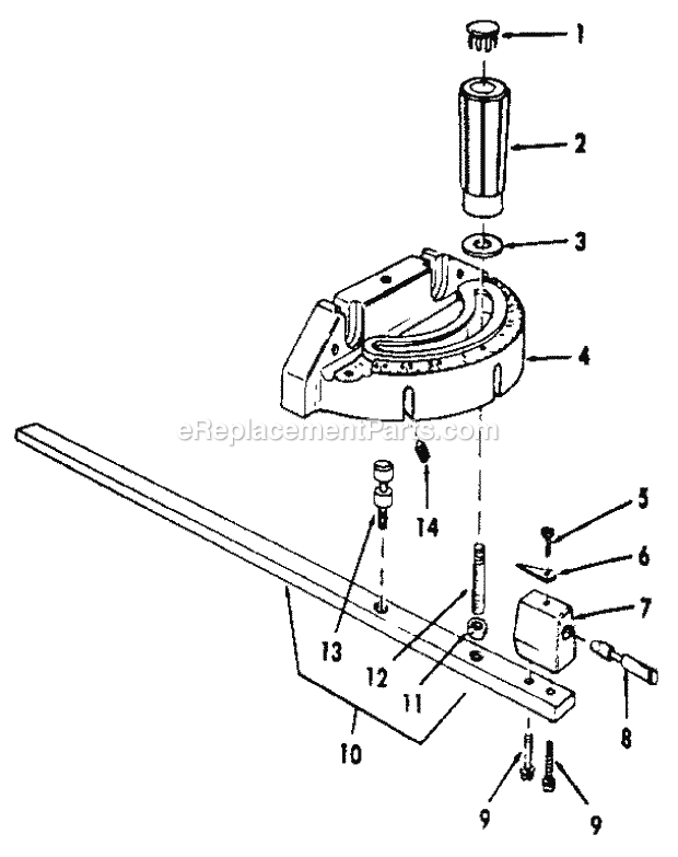 Page F Diagram and Parts List for  Craftsman Table Saw