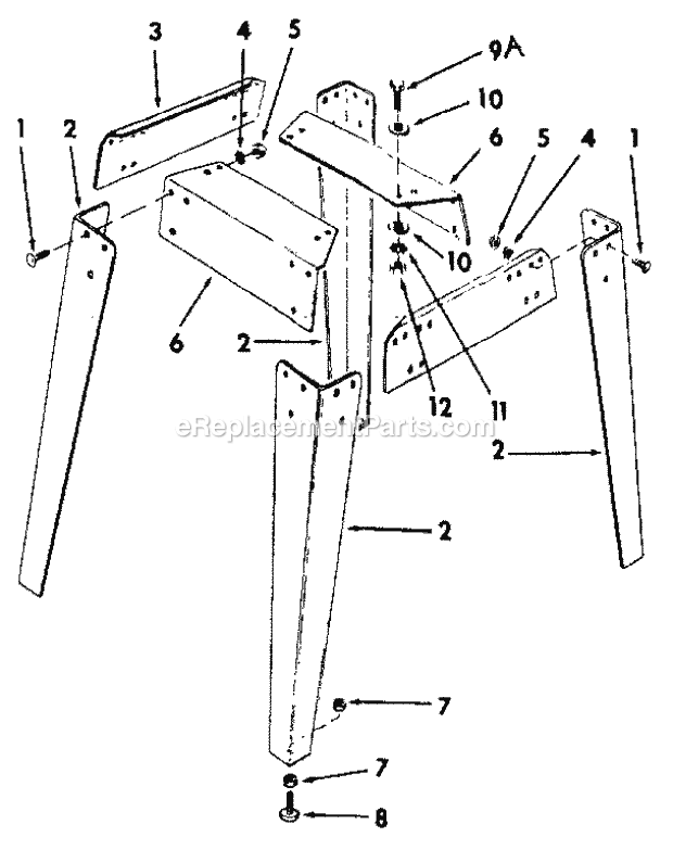 Page H Diagram and Parts List for  Craftsman Table Saw