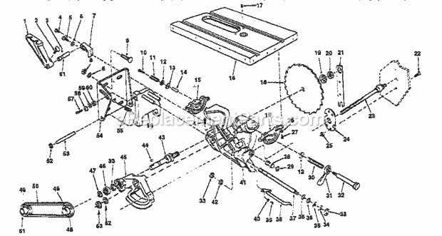 Page B Diagram and Parts List for  Craftsman Table Saw