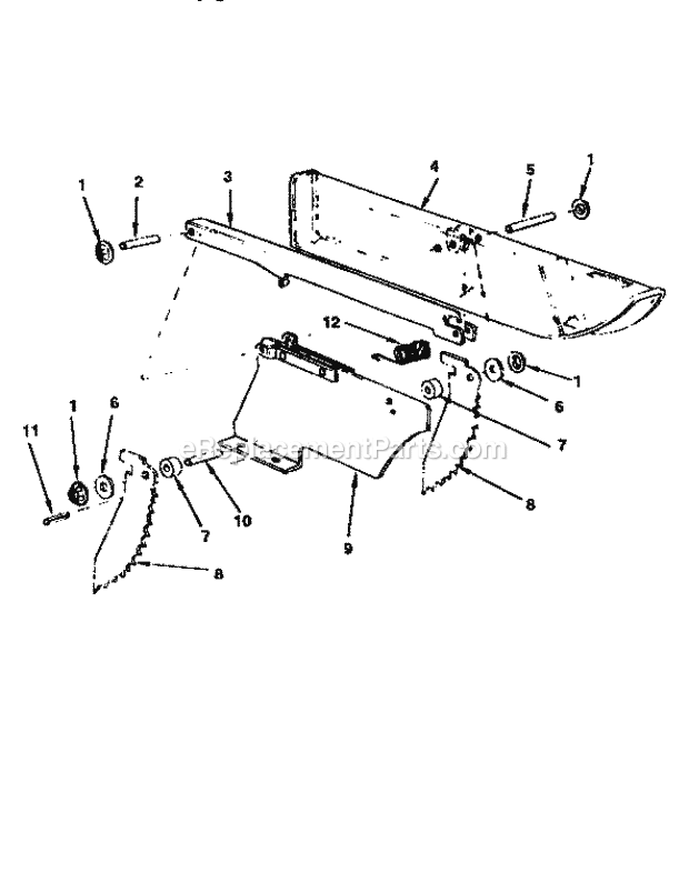 Guard Assembly Diagram and Parts List for  Craftsman Table Saw