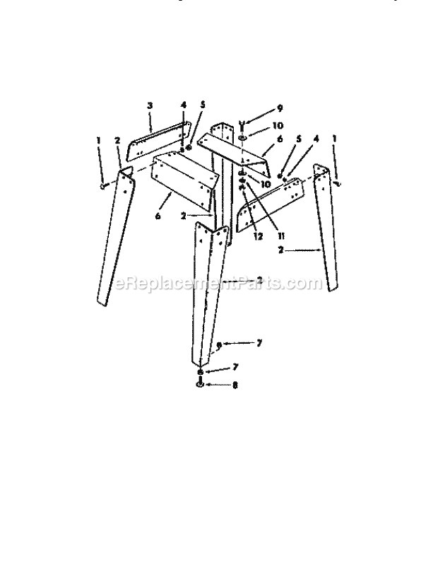 Leg Set Diagram and Parts List for  Craftsman Table Saw