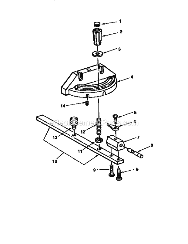 Page D Diagram and Parts List for  Craftsman Table Saw