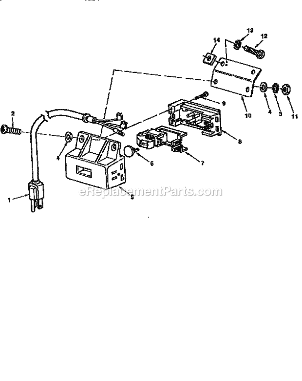 Page E Diagram and Parts List for  Craftsman Table Saw