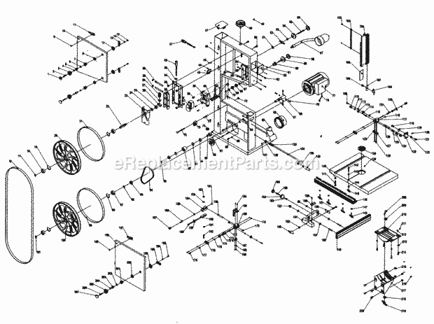 Saw Assy Diagram and Parts List for  Craftsman Band Saw