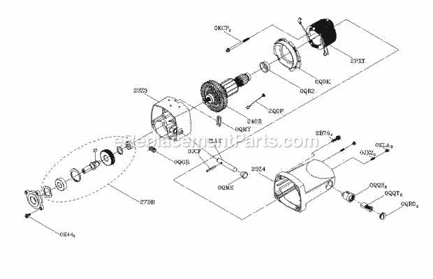 Motor Assembly Diagram and Parts List for  Craftsman Miter Saw