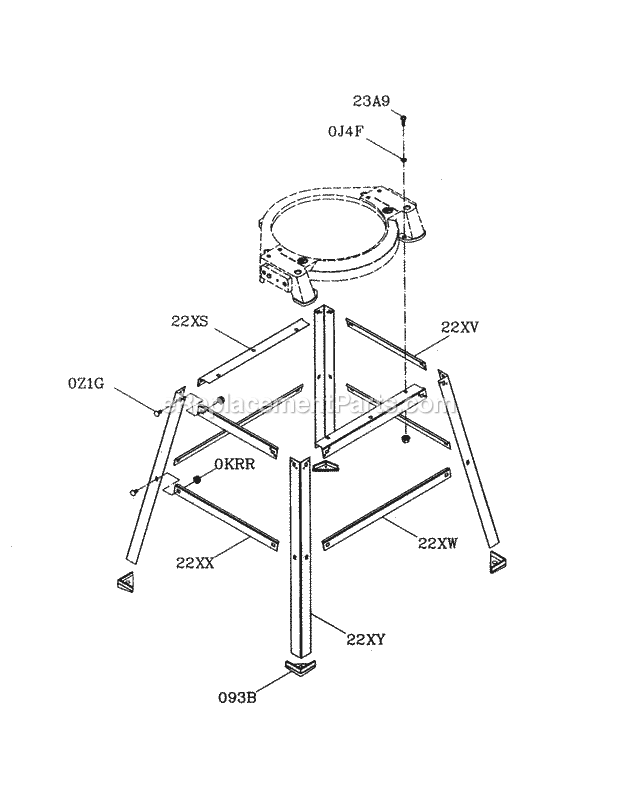Stand Diagram and Parts List for  Craftsman Miter Saw