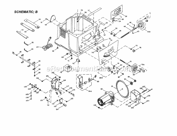 Blade/Body Shell/Motor Diagram and Parts List for  Craftsman Table Saw
