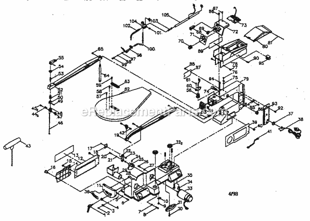 Unit Parts Diagram and Parts List for  Craftsman Scroll Saw