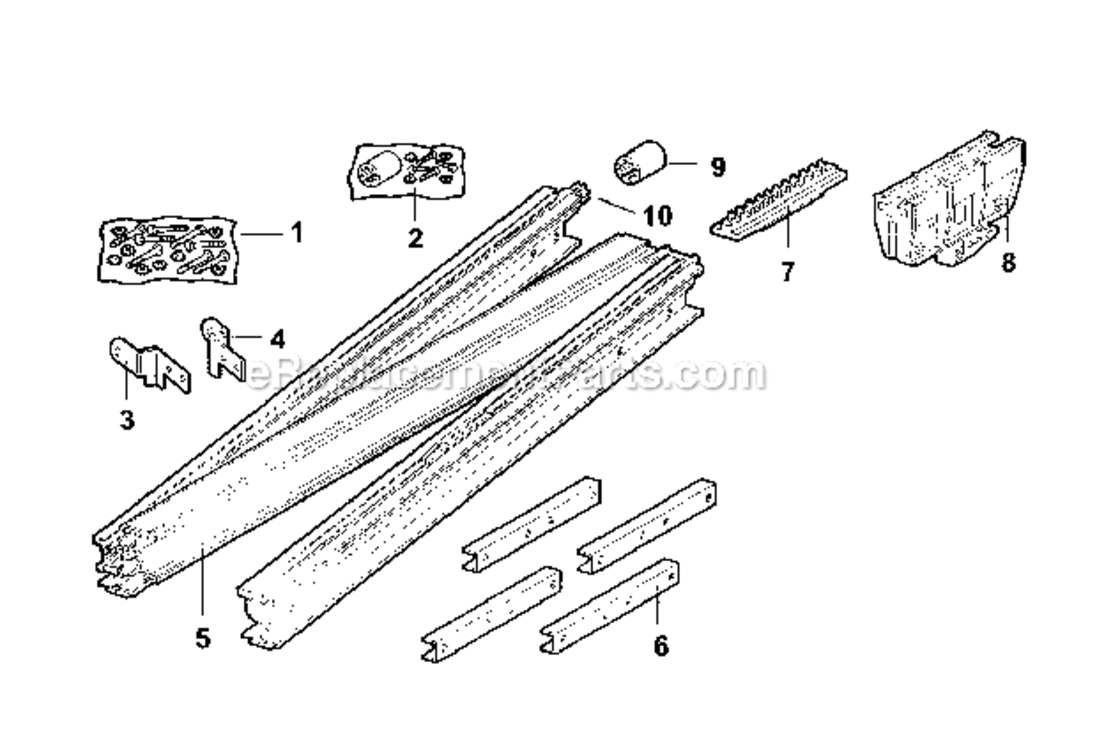 Rail Assembly Diagram and Parts List for  Craftsman Garage Door Opener