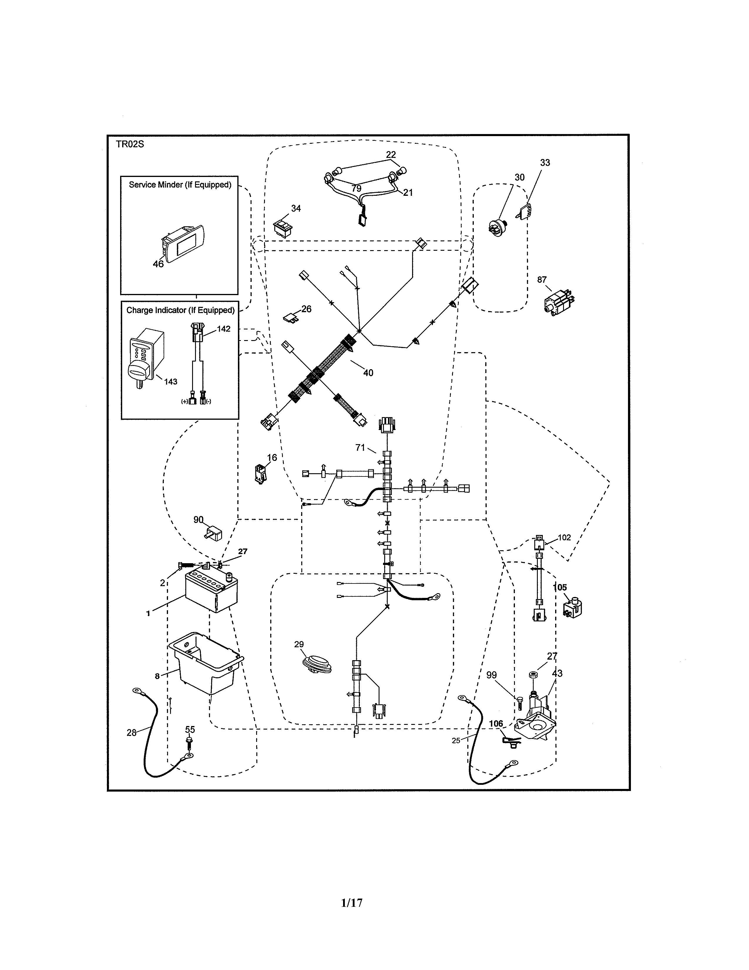 Electrical Diagram and Parts List for  Craftsman Lawn Tractor
