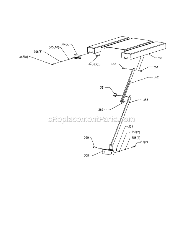 Table Adjuster Diagram and Parts List for  Craftsman Table Saw