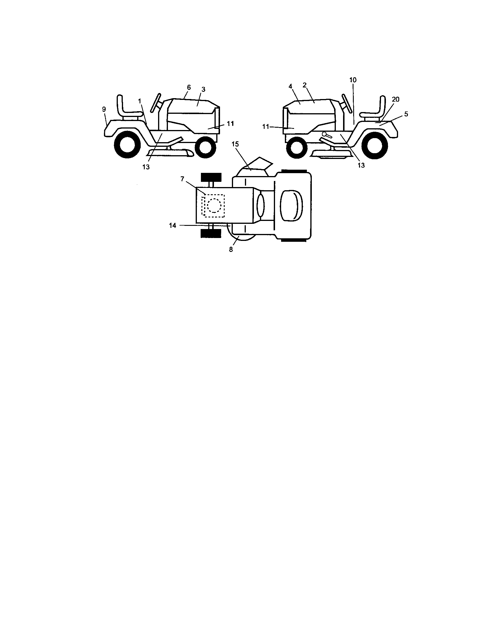 Decals Diagram and Parts List for  Craftsman Lawn Tractor