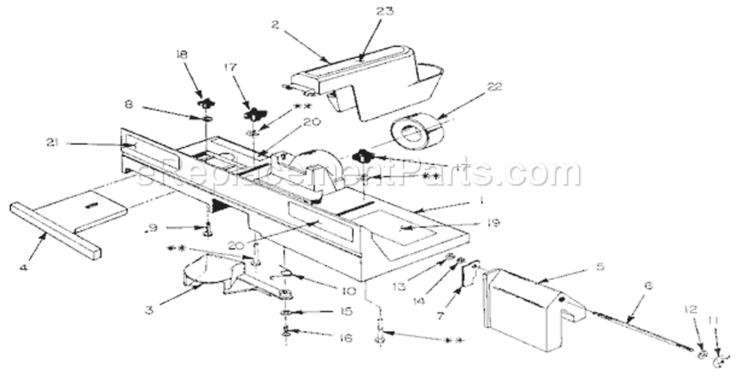 Unit Parts Diagram and Parts List for  Craftsman Table Saw Accessories