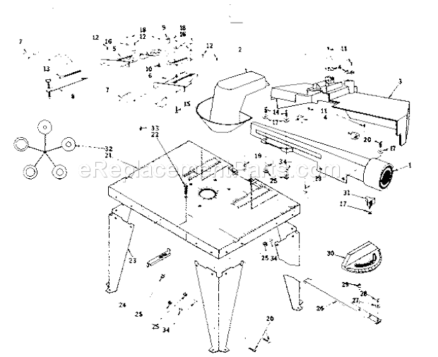 Unit Parts Diagram and Parts List for  Craftsman Router