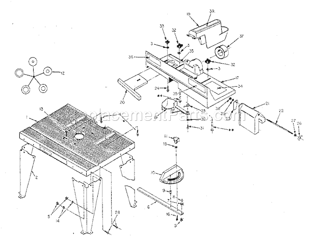 Unit Parts Diagram and Parts List for  Craftsman Router