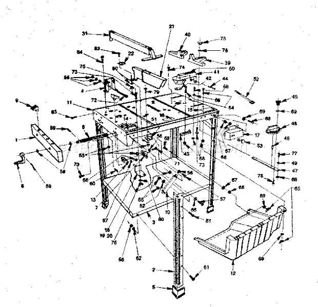 Replacement Parts Diagram and Parts List for  Craftsman Workbench