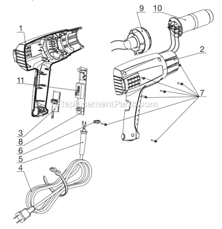 Page A Diagram and Parts List for  Craftsman Heat Gun