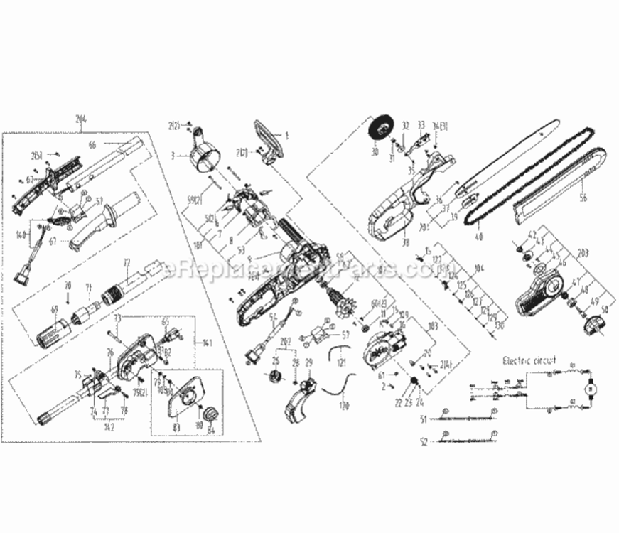 Page A Diagram and Parts List for  Craftsman Chainsaw