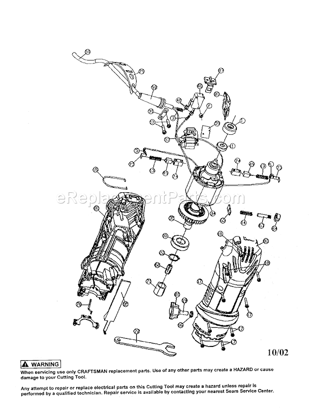 Main Unit Diagram and Parts List for  Craftsman Router