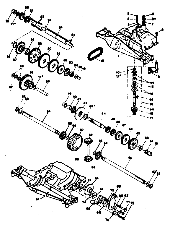Transaxle Diagram and Parts List for  Craftsman Lawn Tractor