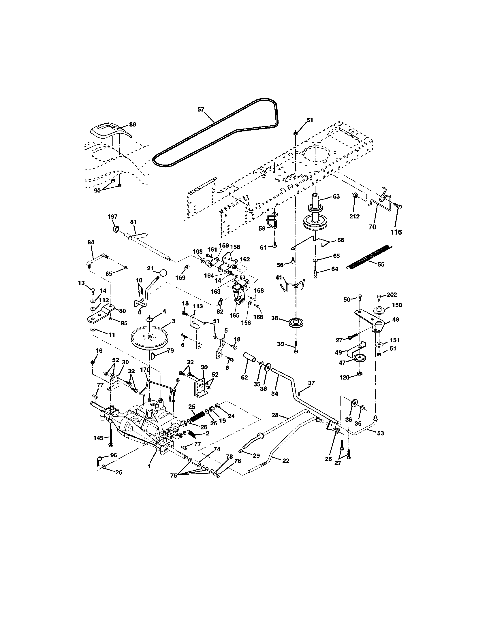 Ground Drive Diagram and Parts List for  Craftsman Lawn Tractor