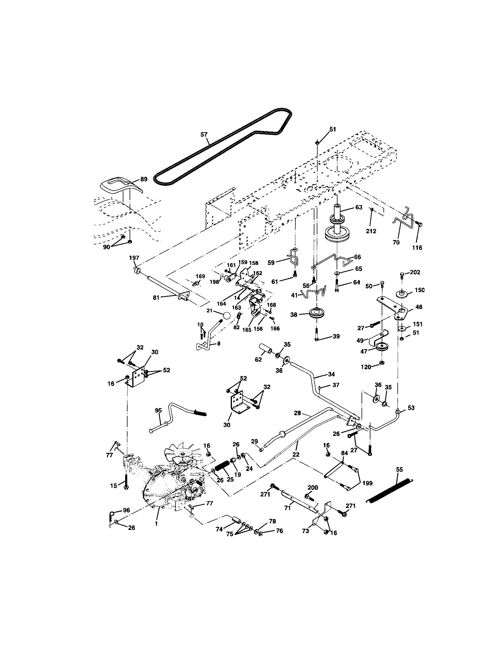 Ground Drive Diagram and Parts List for  Craftsman Lawn Tractor