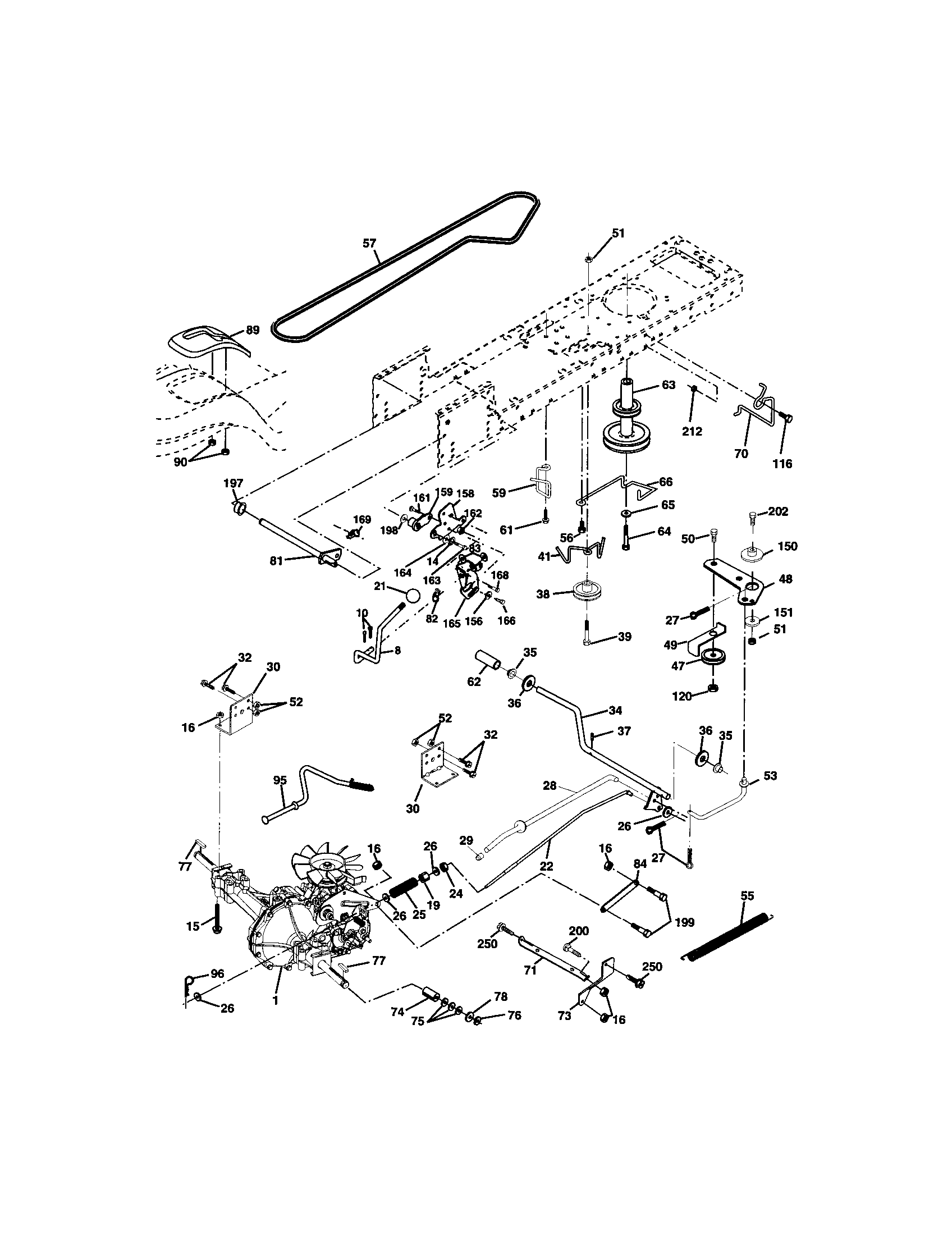 Ground Drive Diagram and Parts List for  Craftsman Lawn Tractor